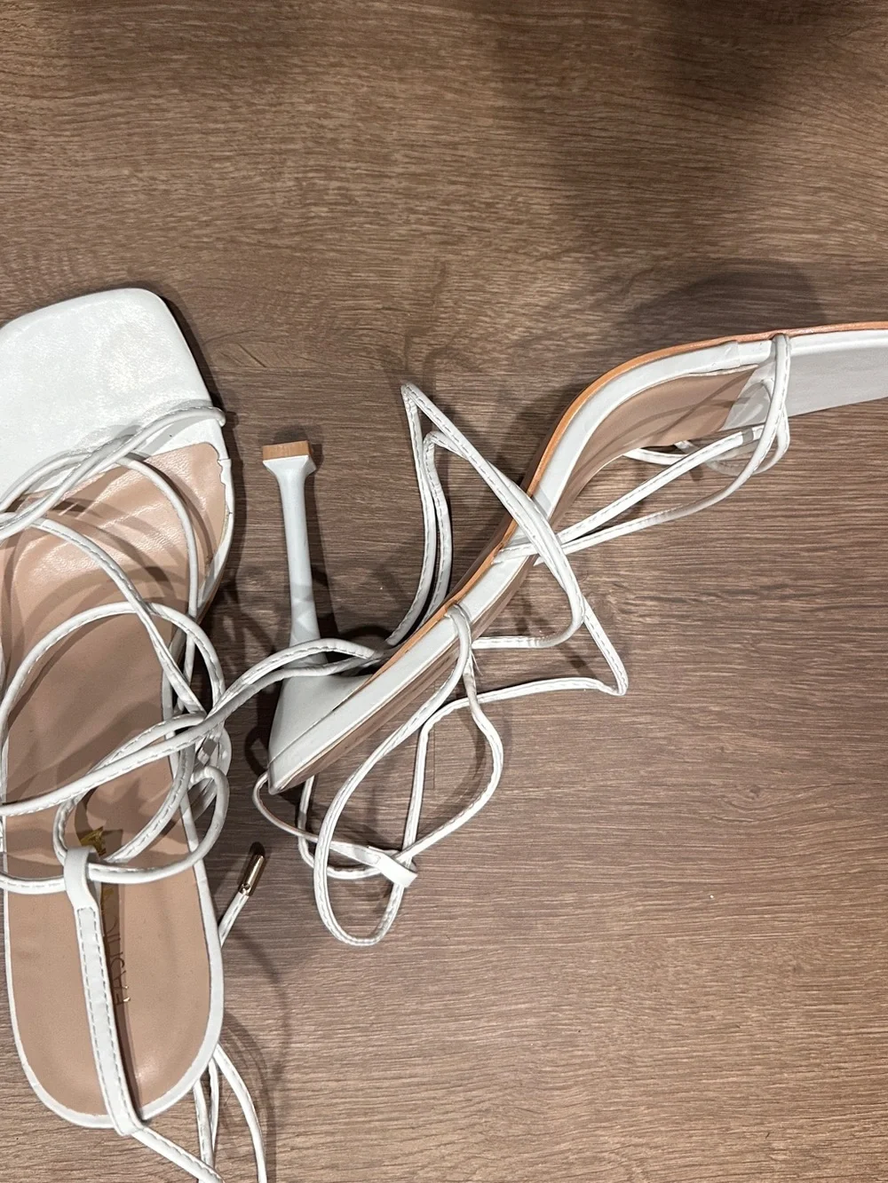 Fashion Nova White Lace-Up Square Toe Sandals
